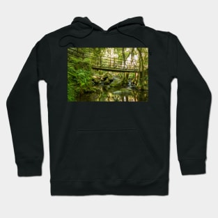 Wooden bridge near waterfall in Cabreia Portugal Hoodie